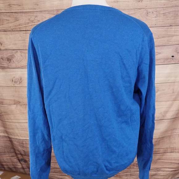BROOKS BROTHERS SUPIMA COTTON V-NECK BLUE SWEATER MENS SIZE L LARGE - Picture 3 of 6
